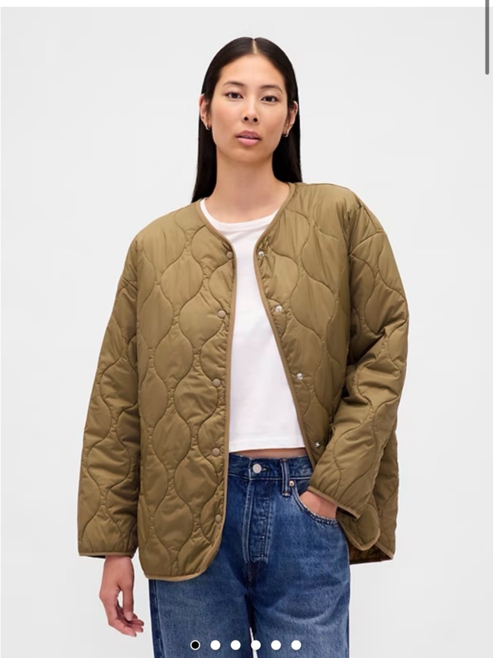 NWT GAP oversized quilted liner jacket - sea moss Olive